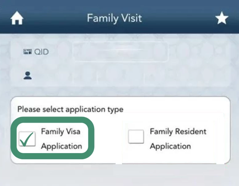 select the "Family Visa Application" option